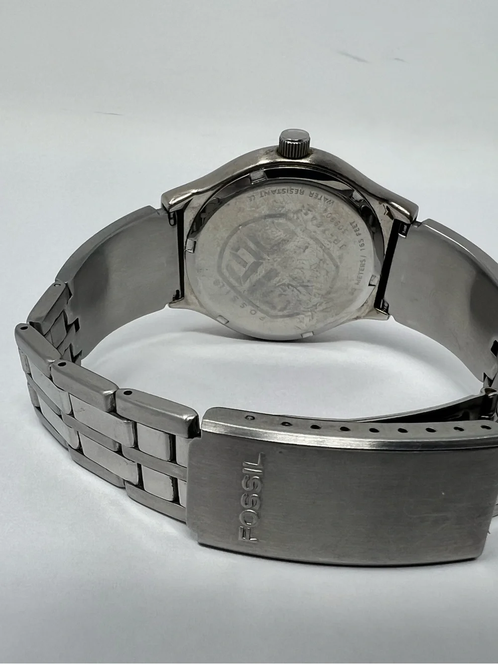 Vintage Fossil Men’s Watch JR 7845 Big Tic Black Dial Stainless Steel Scratches